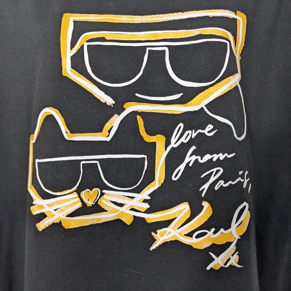 KARL LAGERFELD PARIS Karl & Choupette Sunglasses Graphic T-Shirt - size XL - Picture 3 of 12